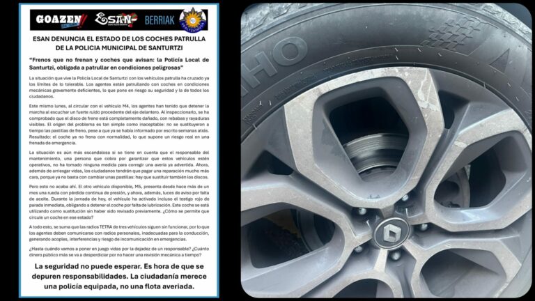 «Frenos que no frenan» en los coches de la Policía local de Santurtzi