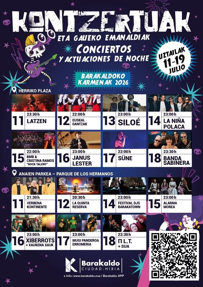 Siloé, La Niña Polaca, Süne, Latzen y Janus Lester protagonizan el cartel de conciertos de los Cármenes de Barakaldo